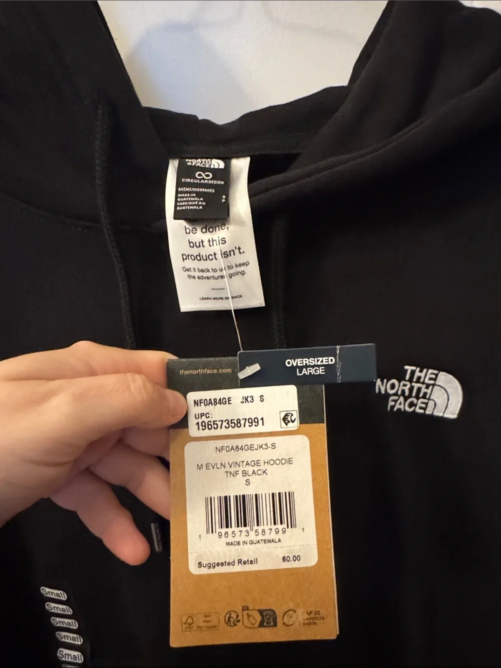 NWT The North Face Black Evolution Vintage Hoodie Men's Size Small